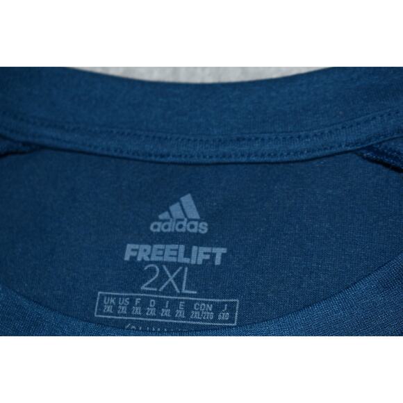 Adidas Gym Shirt Workout Mens Size 2XL Performance Polyester Blue FreeLift - Picture 4 of 6